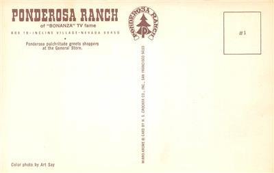 PONDEROSA RANCH Bonanza TV Show Cast & General Store ca 1960s Vintage Postcard 