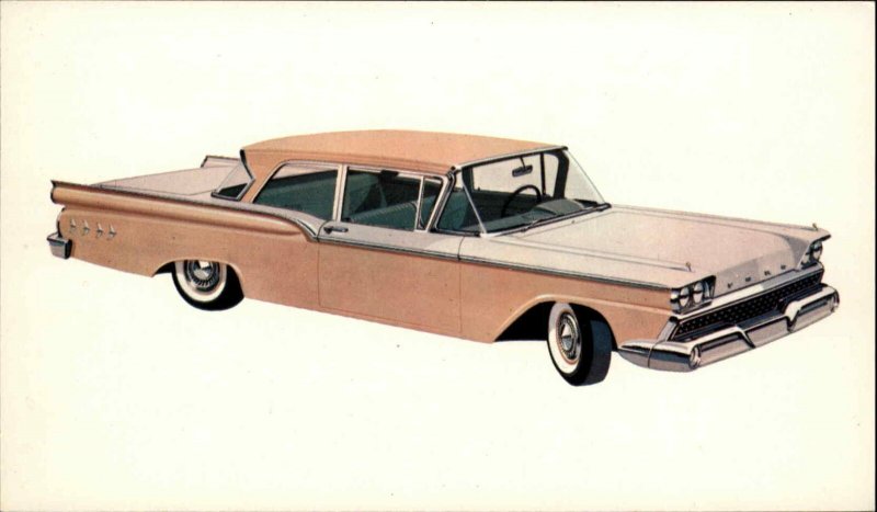 1959 Ford Custom 300 Tudor Sedan Classic Car Ad Advertising Vintage Postcard