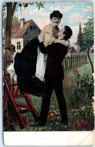 Postcard - Lovers Hugging Art Print - Love/Romance Greeting Card