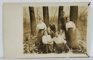 Rppc An Afternoon in The Woods Ladies and Men Posing c1910 Postcard P11