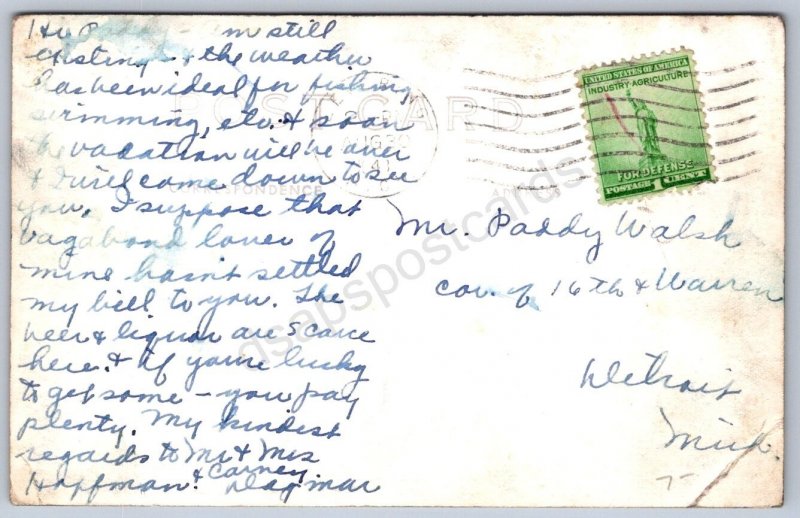 K45/ Ingleside Michigan RPPC Postcard c1940 Douglas Lake Hotel Boat 339