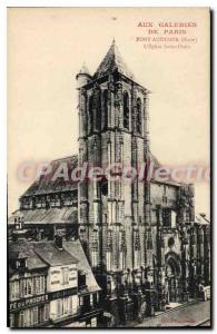 Old Postcard At Galeries De Paris Pont Audemer Saint Ouen Church