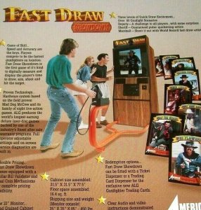 Fast Draw Showdown Arcade FLYER Original NOS Video Game Art American Laser 1994