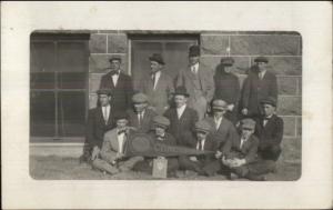 Moorhead MN Cancel Men w/ Concordia Pennant c1910 Real Photo Postcard