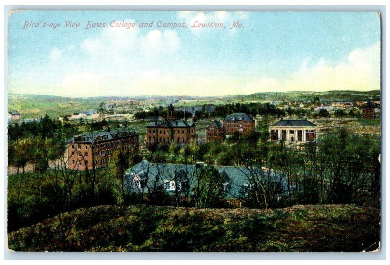 c1910 Birds Eye View Bates College Campus Exterior View Lewiston Maine Postcard