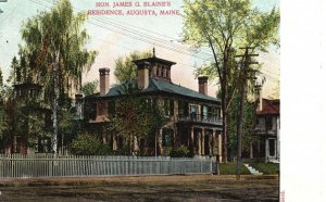 Vintage Postcard Hon. James O. Blaines Residence Augusta Maine Metropolitan News