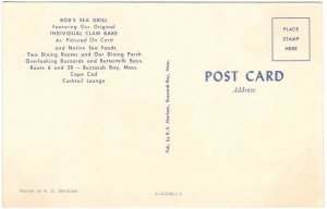Bob's Sea Grill, Buzzards Bay, Cape Cod, Massachusetts, Vintage Chrome Postcard