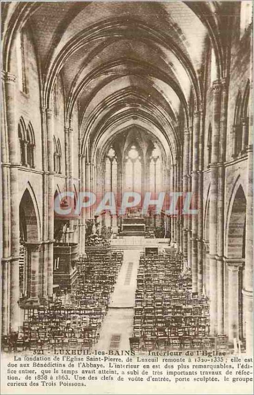 Old Postcard Luxeuil les Bains Interior of the Church