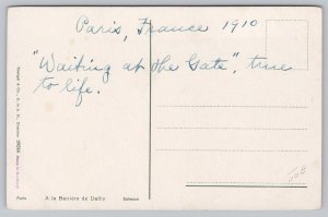 Postcard Paris France At The Dalby Barrier Children Fence Pastoral 1910s Art