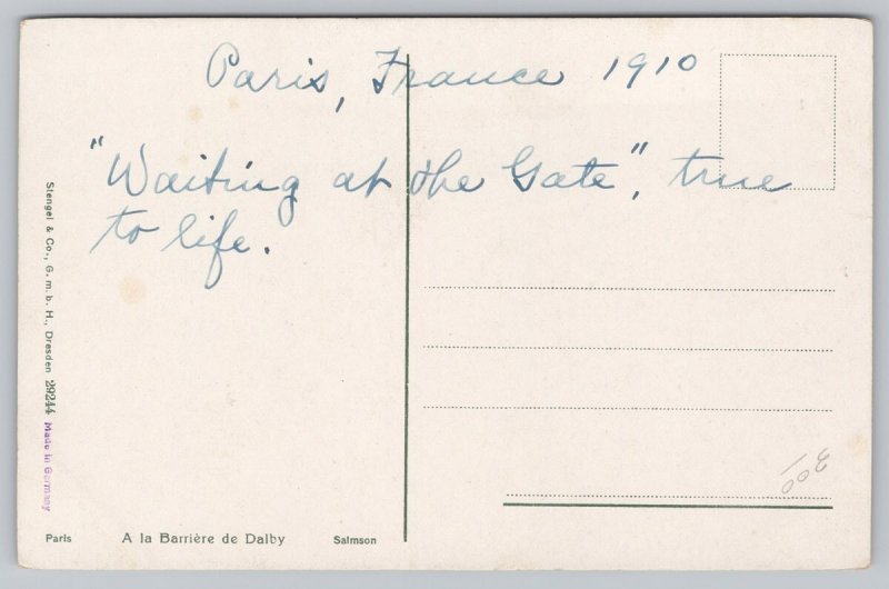 Postcard Paris France At The Dalby Barrier Children Fence Pastoral 1910s Art