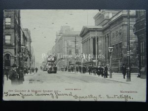 Manchester ART GALLERY & MOSLEY STREET shows 129 Tram c1904 Postcard