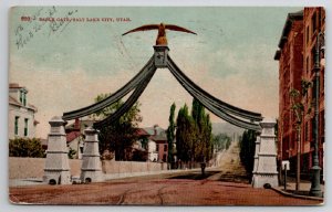 Salt Lake City Utah Eagle Gate 1909 to Evansville Indiana Postcard J28