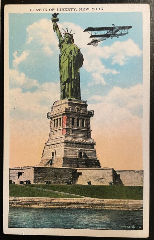 Vintage Postcard 1915-1930 Statue of Liberty  with Airplane, New York (NY)