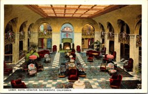 Postcard Lobby at Hotel Senator in Sacramento, California~1827