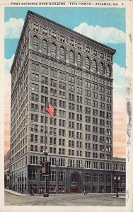 ATLANTA GEORGIA~FIRST NATIONAL BANK BUILDING-FIVE POINTS~1937 PSTMK POSTCARD