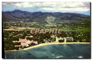 Postcard Modern Waikiki Aerial Three Famous Honolulu hotels