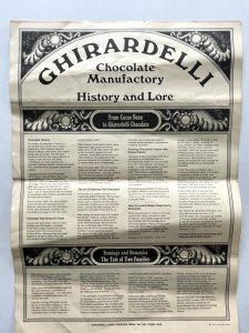 Vintage 70s GHIRARDELLI CHOCOLATE  Soda Fountain Candy Shop Menu San Fransisco