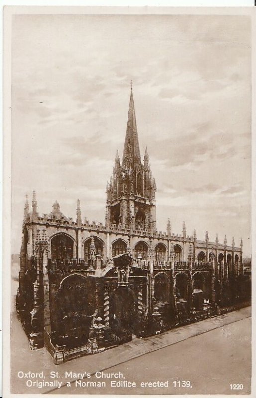 Oxfordshire Postcard - St Mary's Church, Oxford - Real Photograph  ZZ151