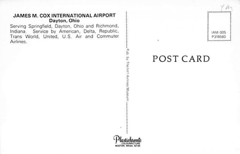 James M Cox international Airport Dayton, Ohio, USA Airplane Unused 