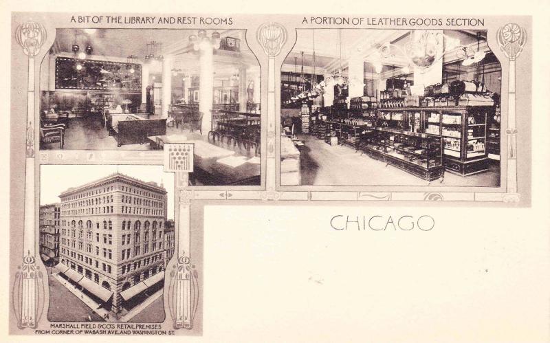 Marshall Field Chicago, MultiView of Store Departments, UDB Vintage Postcard F18