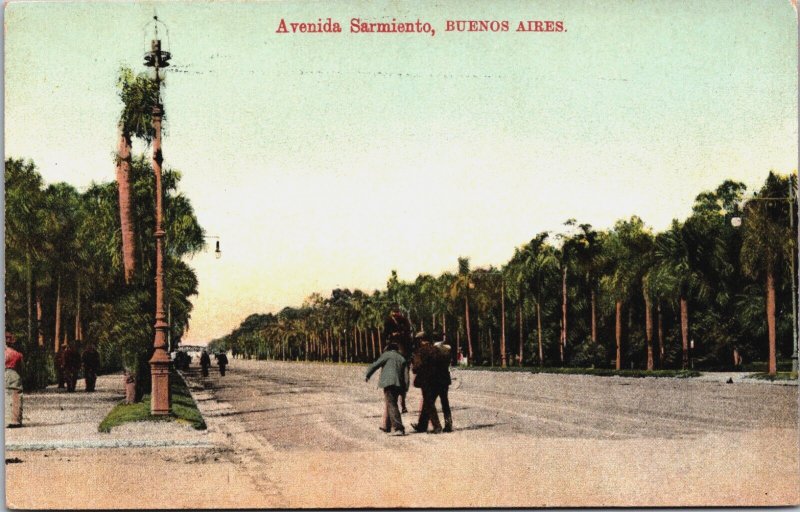 Argentina Avenida Sarmiento Buenos Aires Vintage Postcard C066