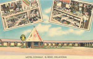Postcard 1940s Oklahoma El Reno Motel Conway interior Entrance rt 66 OK24-4025
