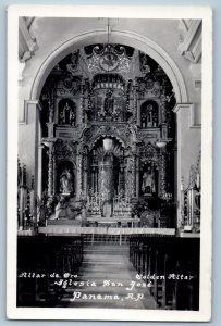 Panama Postcard Church of San Jose Golden Altar c1940's Vintage RPPC Photo