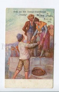 424239 ITALY Greetings from the summer establishment Venice ADVERTISING postcard