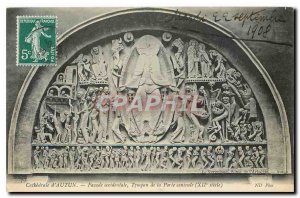 Old Postcard Cathedral of Autun Facade Tympanum Western Central Door