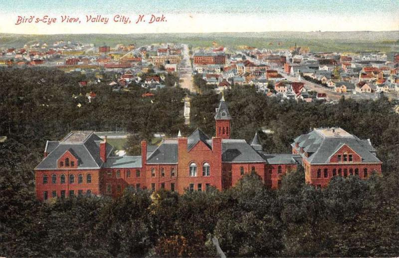 Valley City North Dakota Birdseye View Of City Antique Postcard K82370