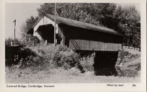 RPPC Postcard Covered Bridge Cambridge Vermont VT