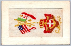 K45/ Patriotic Postcard c1910 Silk Flags Switzerland America 540
