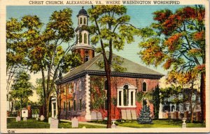 Vtg Christ Church Where Washington Worshipped Alexandria Virgina VA Postcard