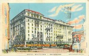 San Francisco CA Hotel Whitcomb with Proposed Addition 1943 WB Postcard