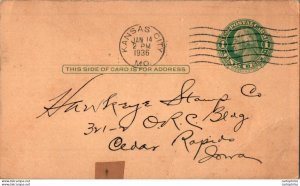 US Postal stationery 1c Kansas 1936 to Iowa