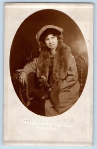 St. Paul MN Postcard RPPC Photo Pretty Woman Fashion Mink Fur Hat Studio c1910's