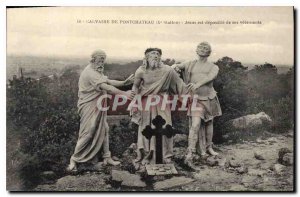 Old Postcard From Pontchateau Calvaire X Jesus Station is stripped of his gar...