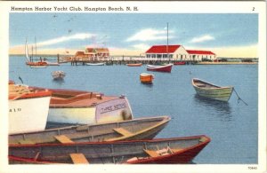 Hampton Beach, NH New Hampshire HAMPTON HARBOR YACHT CLUB Boats ca1940s Postcard