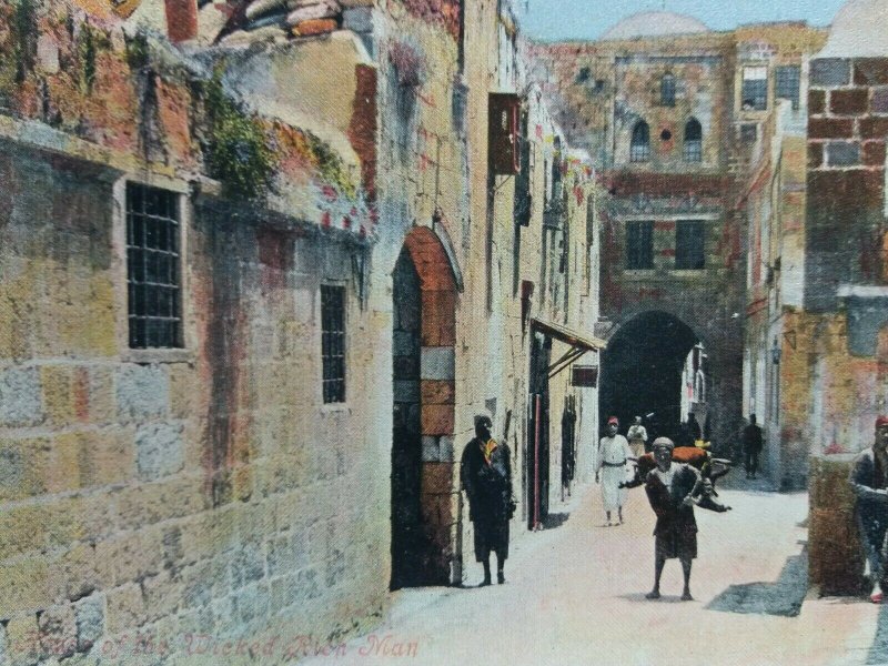House of The Wicked Rich Man Jerusalem Israel Vintage Antique Postcard 1905