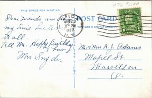 Postcard NY Oneida County Utica St. Francis De Sales School Old Cars 1937 S29