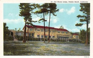 PEBBLE BEACH, CA California DEL MONTE LODGE Hotel c1940s Curteich Linen Postcard