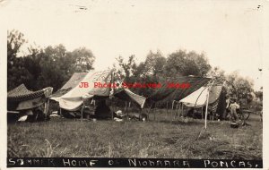 Native American Ponca Indians, RPPC, Summer Home Encampment, Niobrara Nebraska