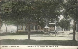 NEWTON NH Corner of Main and Highland Streets c1910 Postcard