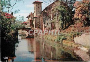 Modern Postcard St Jean Pied de Port Reflections Basque Nive The Bridge of Sp...