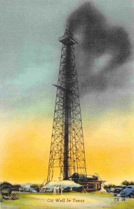 Oil Well In Texas linen postcard
