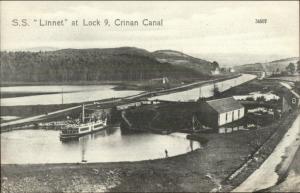 Anrishaig Scotland - Steamer Ship SS Linnet Lock 9 Crinan Canal c1910 Postcard
