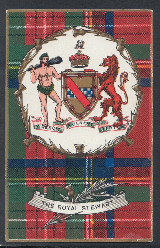 Heraldy Postcard - Scotland - Clan Tartan Heraldic - The Royal Stewart RS21009