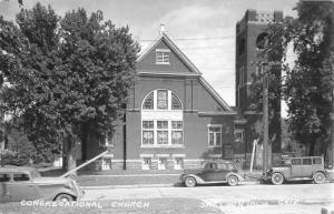 Sheldon Iowa birds eye view Congregational Church real photo pc Z22478