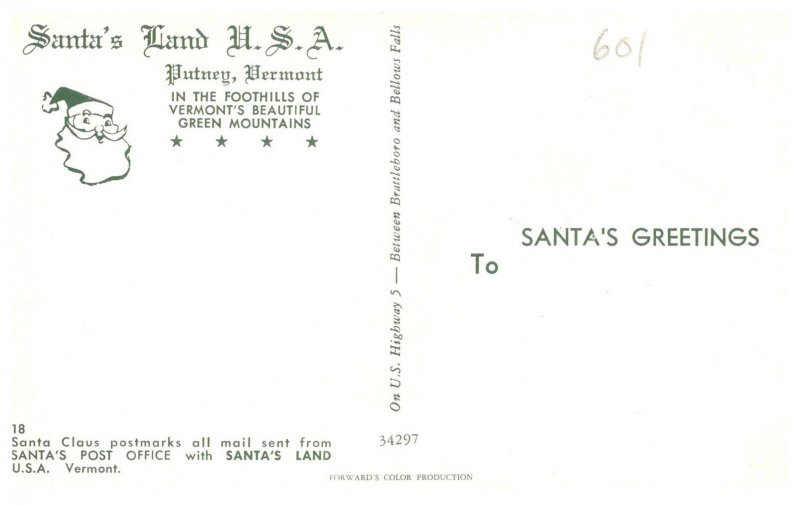 Vermont  Putney Santa's Land  Post Office