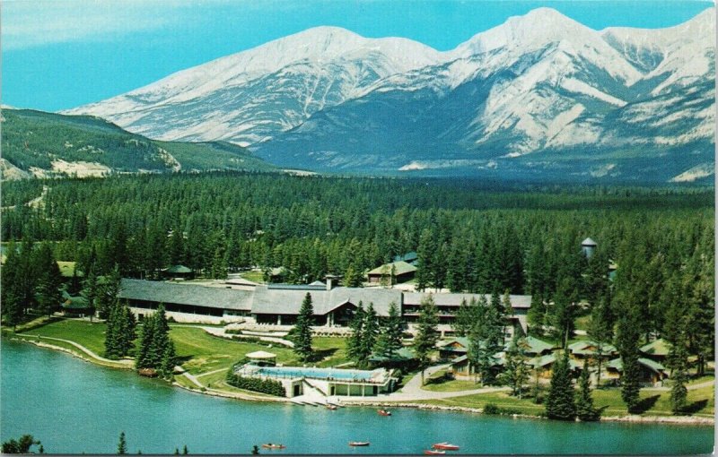 Jasper Park Lodge Alberta AB Resort Birdseye Unused Vintage Postcard F52